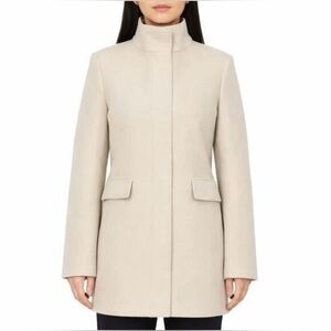 Vince Camuto Women’s Cream Wool Blend Coat Large Zip Front Winter Jacket NWT
